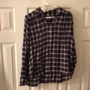 Half button down plaid shirt